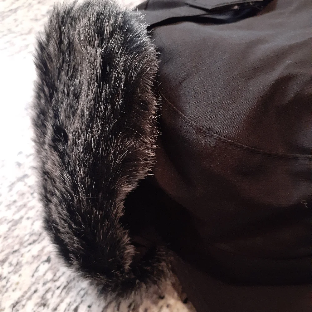 The Children's Place Black Fabric & Faux Fur Ear Flap Cap Boys L/XL 8+ NWOT